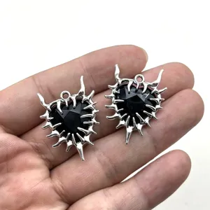 Gotischer Dornen Herz Strass Halskette Punk Dunkel Subkultur Anhänger für Damen und Herren