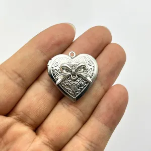 Vintage Zinklegering Bloem Patroon Hart Strik Medaillon Bedeltje Boek Vorm Foto Medaillon Hanger Voor DIY Sieraden Maken