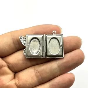 Roestvrij staal vlinder medaillon hanger DIY sieraden accessoire voor fotolijst bedel.