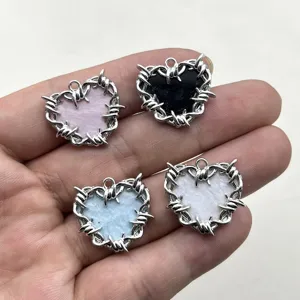 Gothic Dornenspitze Herz Spiegel Legierung Anhänger Süßer Prinzessinnenstil Herz Anhänger Für DIY Ohrringe Haarschmuck Schmuckherstellung