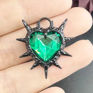 Gothic Punk Dornen Herz Anhänger Halskette Irregulär Strass Schlüsselbeinkette Dunkler Stil Legierung Schmuck Für Herren Damen Party