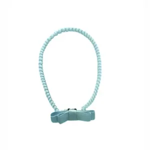 Cerchietto per capelli a filo telefonico azzurro con fiocco dolce, accessorio flessibile.