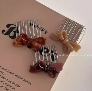 Acetaat strik haar kam metalen tanden franse zijkant haarspeld schattig haar accessoire