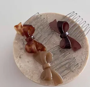 Franse stijl acetaat strik haar kam, elegante haarklem voor styling en dagelijks gebruik.