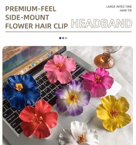 Hawaiian hibiscus flower hair clip hairpin, colorful floral hair accessories for women.