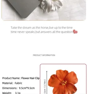 Hibiscus flower hairpin fabric hair clip summer beach hair accessories for women girls