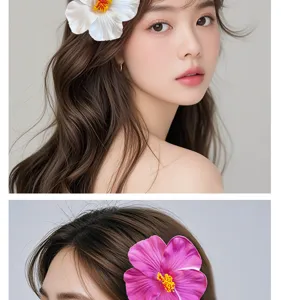 Artificial hibiscus flower hair clip Hawaiian hair accessories floral hairpin for women