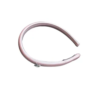 Elegant satin narrow headband for women with silver bow charm, chic daily hair accessory.