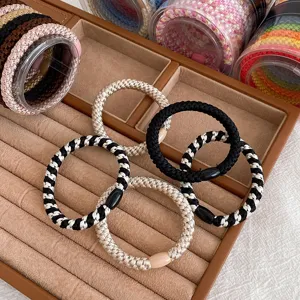 Braided elastic hair ties set, durable high stretch hair ropes for women and girls daily styling.