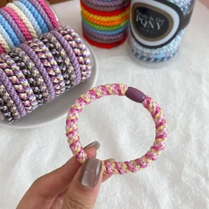 Colorful braided elastic hair ties, durable high elasticity hair accessories for women.