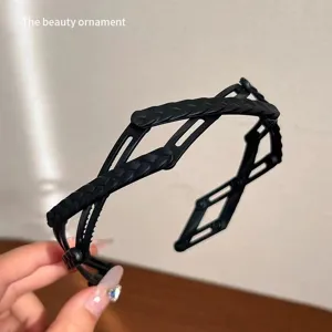 Cerchietto per capelli intrecciato pieghevole nero da donna portatile lavviso viso quotidiano
