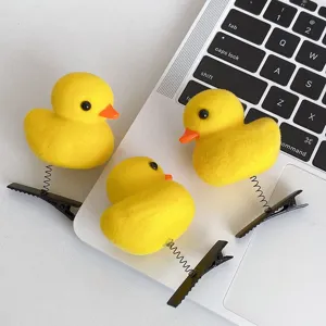 Simpatiche mollette per capelli a forma di anatra gialla con molla, morbidi accessori.