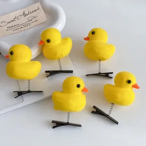 Simpatici fermagli per capelli a molla in peluche con anatra gialla accessori 5 pz