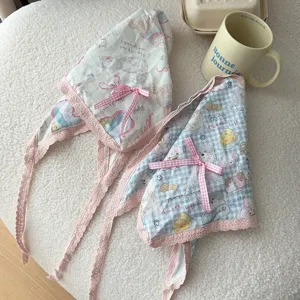 Rétro mignon chiot chat carreaux triangle foulard bandeau en dentelle accessoires