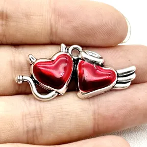Gothic Punk Zinklegierung Flammekreuz Herz Fledermaus Anhänger Charms Für DIY Ohrringe Halskette Handgefertigten Schmuck Zubehör