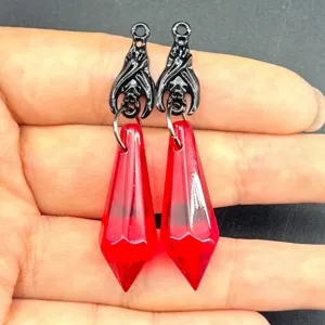 Gotische Fledermaus rote Kristall Anhänger Ohrringe DIY handgemachte Schmuck Zubehör Mode