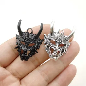 Pendentif en Alliage Masque Hannya Charms Tête de Fantôme pour Création de Bijoux DIY Accessoires Collier Style Punk Argent Noir