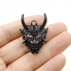 Pendentif masque Hannya noir en alliage accessoire de collier DIY bijou esprit gothique cool