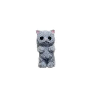 Beflocktes Harz graue Katze Figur süsser DIY Anhänger Spielzeug für Tasche Handy Zubehör