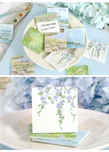 Set de notes adhésives aquarelle paysage esthétique, jolis blocs-notes pour le journal intime.