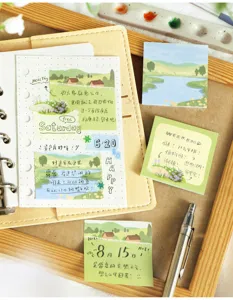 Mini bloc-notes adhésifs paysage ensemble papeterie esthétique mignonne pour journal.