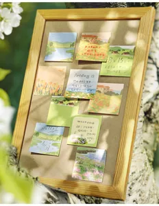 Bloc-notes adhésifs thème paysage, ensemble papeterie journal illustration florale mignonne.