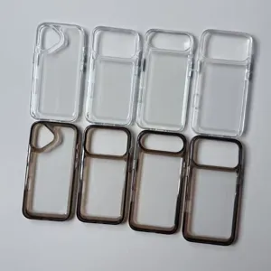 Set di custodie per telefoni in acrilico fai-da-te trasparenti e grigio fumo con retro incassato