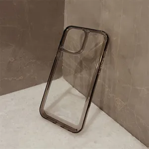 Vista dettagliata della custodia per telefono in acrilico grigio fumo per il fai-da-te.