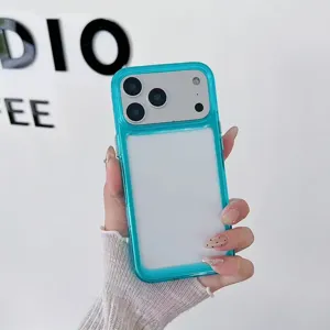 Custodia per iPhone in acrilico turchese con dettaglio scanalatura per resina fai da te