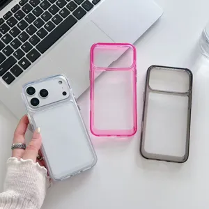 Custodia per iPhone in acrilico trasparente con design a scanalatura DIY in vari colori