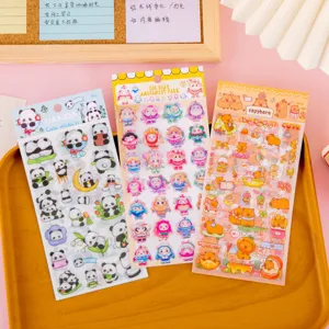 Cute Cartoon Waterproof Stickers Student Stationery Scrapbook DIY Decorative Decals Capybara Panda Character