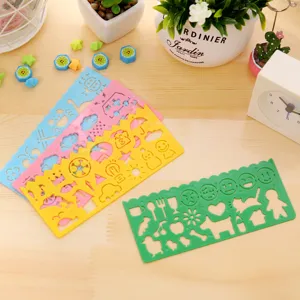 Plastik multifunktionales Lineal Set Schueler kreative Schablone Geometrie Werkzeuge