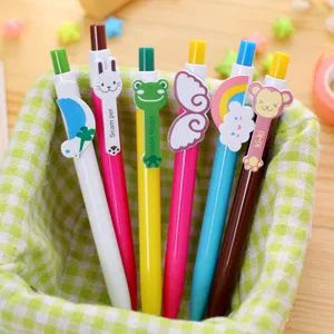 Bonito juego de bolígrafos coloridos de dibujos animados con clips de animales papelería cool