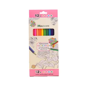 Children 12-color colored pencils set for students, safe wooden drawing and painting tools.