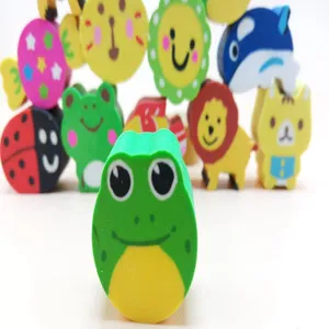 Gommes mignonnes en forme d'animaux de dessin animé fournitures scolaires détails vue