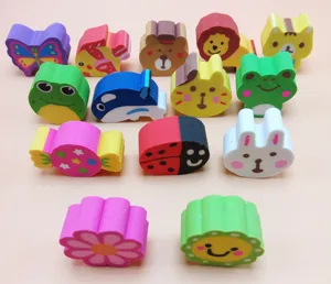 Joli set de gommes animaux de dessin animé pour enfants, fournitures scolaires créatives.