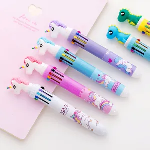 Cute cartoon unicorn dinosaur 10-color ballpoint pen multi-functional student stationery