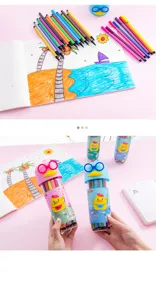 Set de rotuladores de acuarela para niños con barril de pato de dibujos animados, colores vivos.