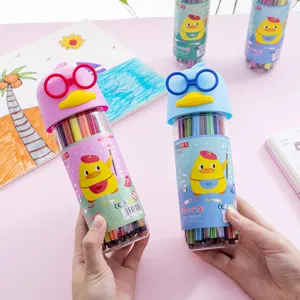 Niños lavable conjunto de rotuladores acuarela 24 colores lindo diseño de pato dibujo