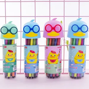 Juego de rotuladores lavables para niños Lindo cubo de pato de dibujos animados Marcadores de colores Suministros de arte escolar