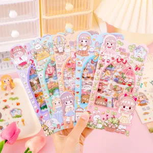 Bonito set de pegatinas de dibujos animados estilo campestre, PET impermeable para diario.