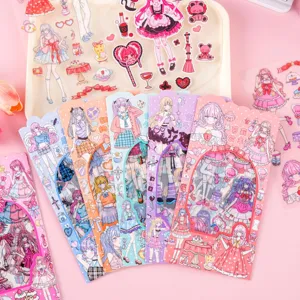 Cute anime girl PET sticker pack, creative girlish DIY diary scrapbooking decorative material.