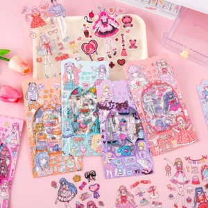 Cute anime girl PET sticker packs, sweet journal DIY decorative stationery materials.