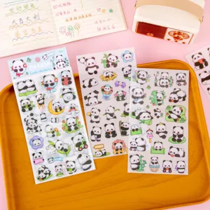 Cute cartoon panda stickers transparent waterproof stationery DIY journaling scrapbooking decal set