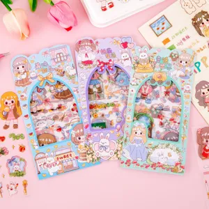 Set de pegatinas de dibujos animados, pegatinas PET impermeables para diarios y manualidades.