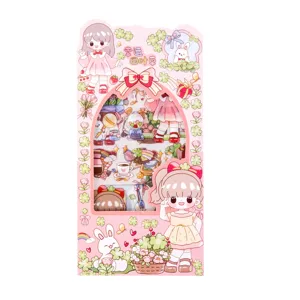 Bonito juego de pegatinas impermeables PET estilo pastoral para decoración de diario.