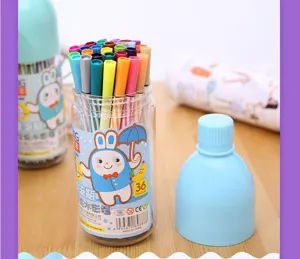 Set de 36 rotuladores de acuarela para niños en botella bonita, marcadores lavables para dibujo escolar.