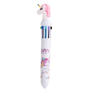 Cute 10-color unicorn ballpoint pen multi-color press pen student stationery supplies