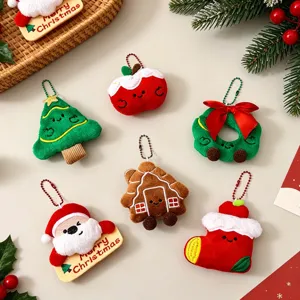 Weihnachten Plüsch Schlüsselanhänger Süß Lebkuchenhaus Weihnachtsbaum Socke Weihnachtsmann Tasche Anhänger Feiertag Deko Geschenk Zubehör