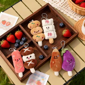 Adorable porte-clés en peluche de barbecue de simulation mignon pendentif de sac de brochettes